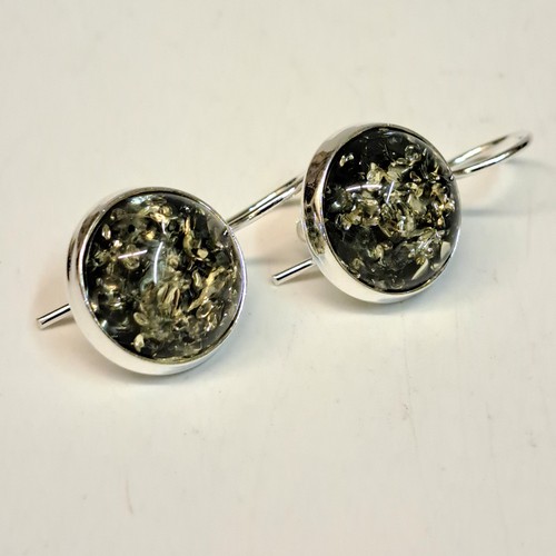  HWG-2431 Earrings, Round Green Amber $48 at Hunter Wolff Gallery